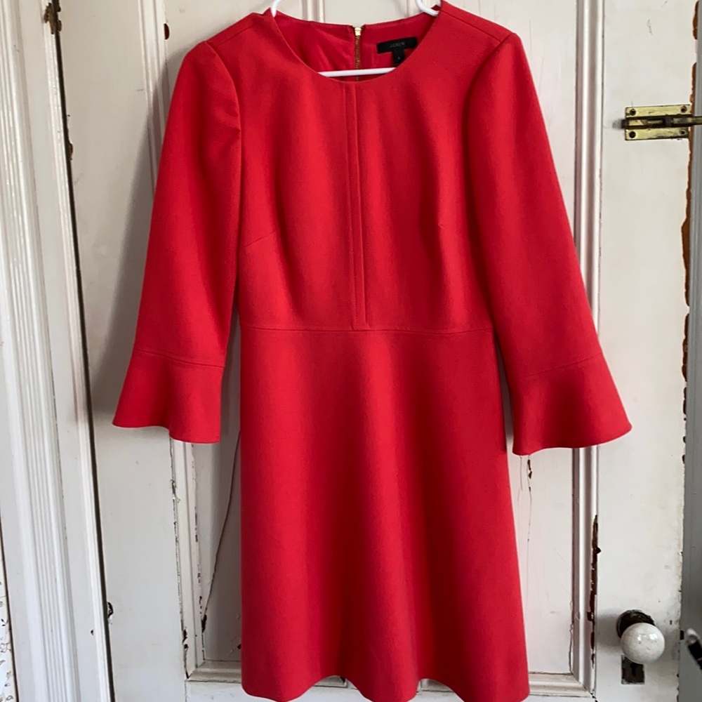 J. Crew meticulously tailored, a-line dress,back zipper, fully lined apricot. S